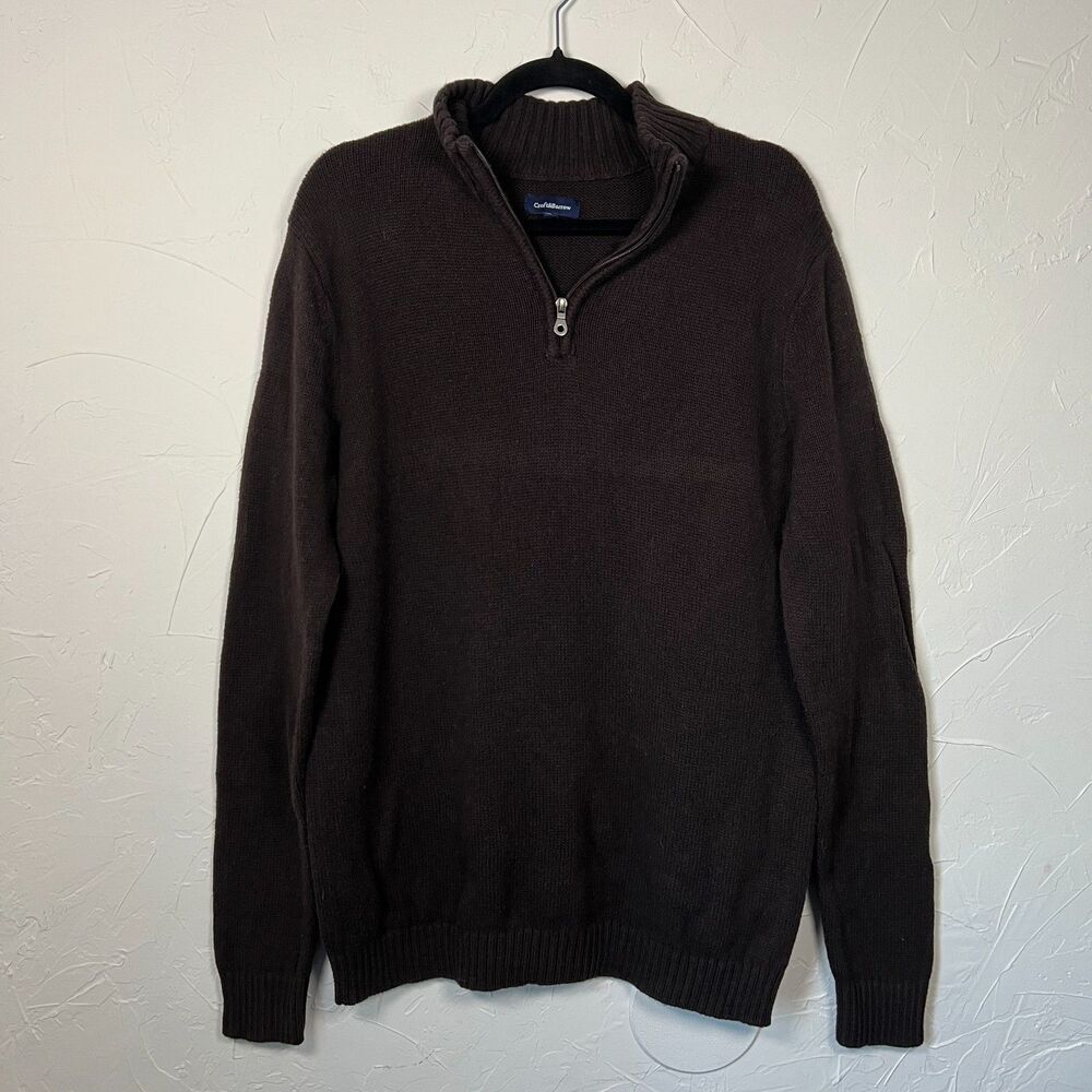 Croft & Barrow Men’s Brown Quarter Zip Sweater Size L Tall Preppy Grunge